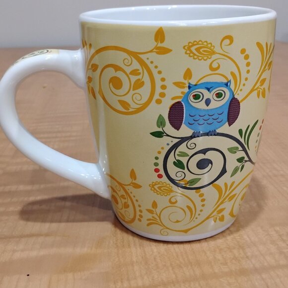 Debra Valencia Blue Harbor Collection Multi Color XL 24 Fl Oz Coffee Mug Owl - Picture 1 of 6